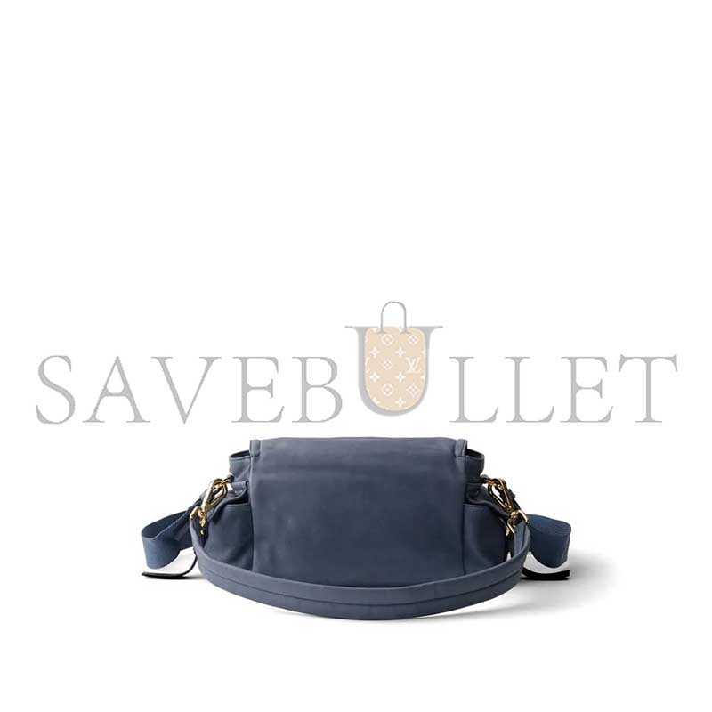PRADA BLUE EXPLORE MEDIUM NAPPA LEATHER SHOULDER BAG WITH FLAP 1BD394 (30*14*10cm)